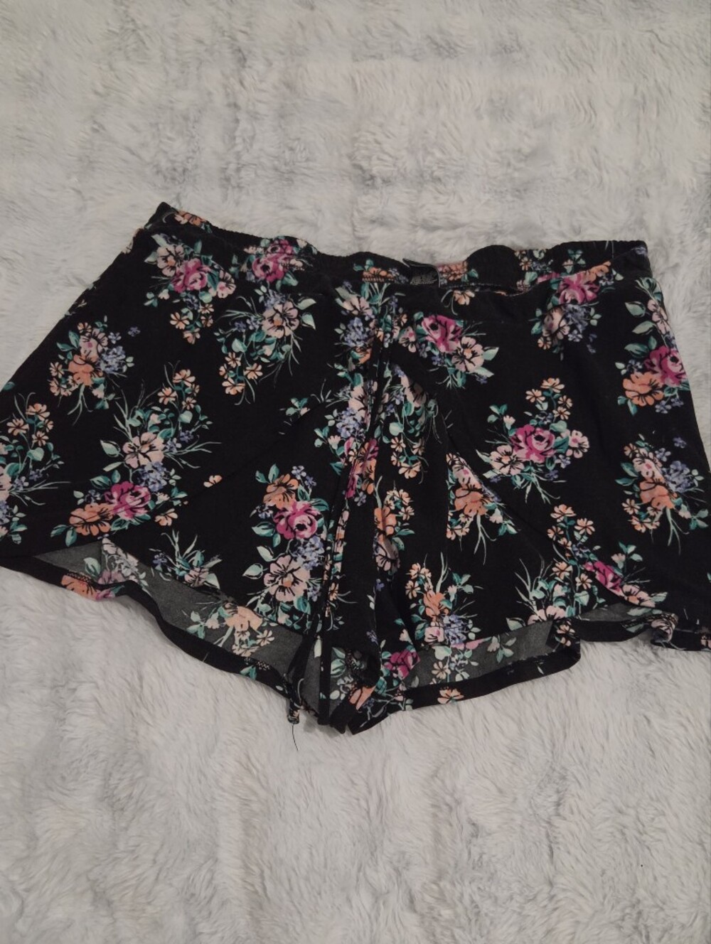 Women's Black Floral Shorts